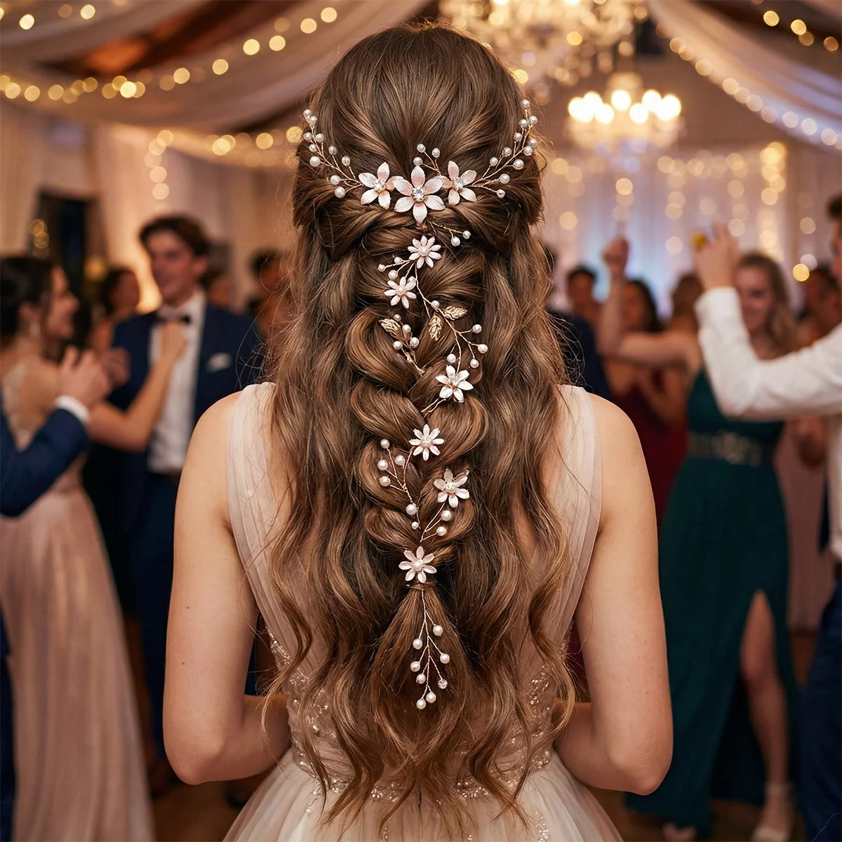 Bijou cheveux fleurs perles