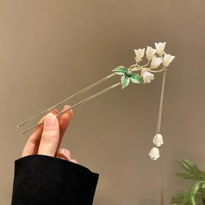 Epingle a Cheveux Chinoise fleurs pampille