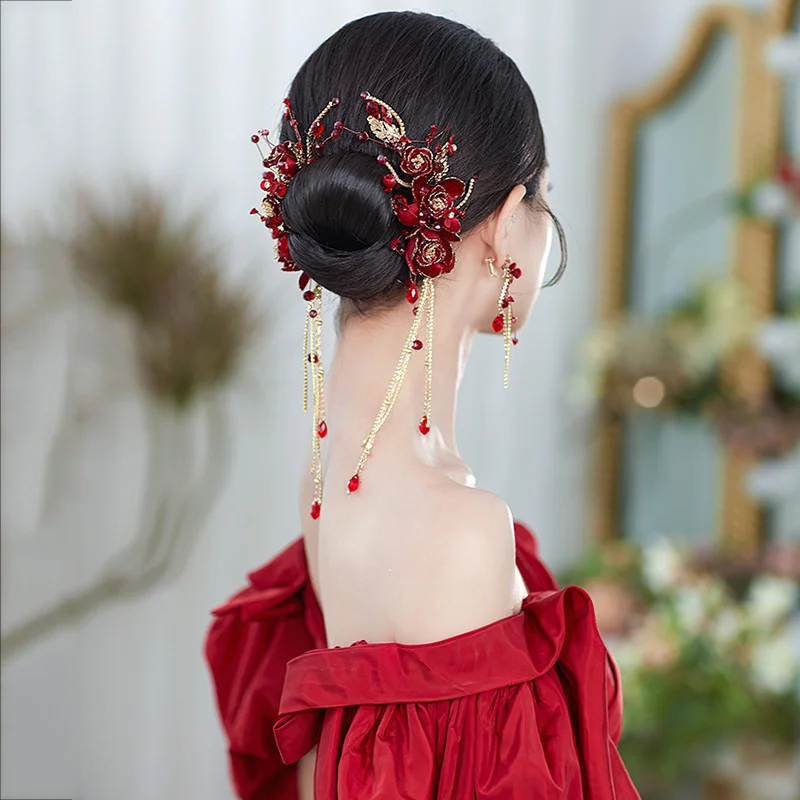 accessoire coiffure pompons rouges