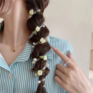 épingle à cheveux spirale en perle rose