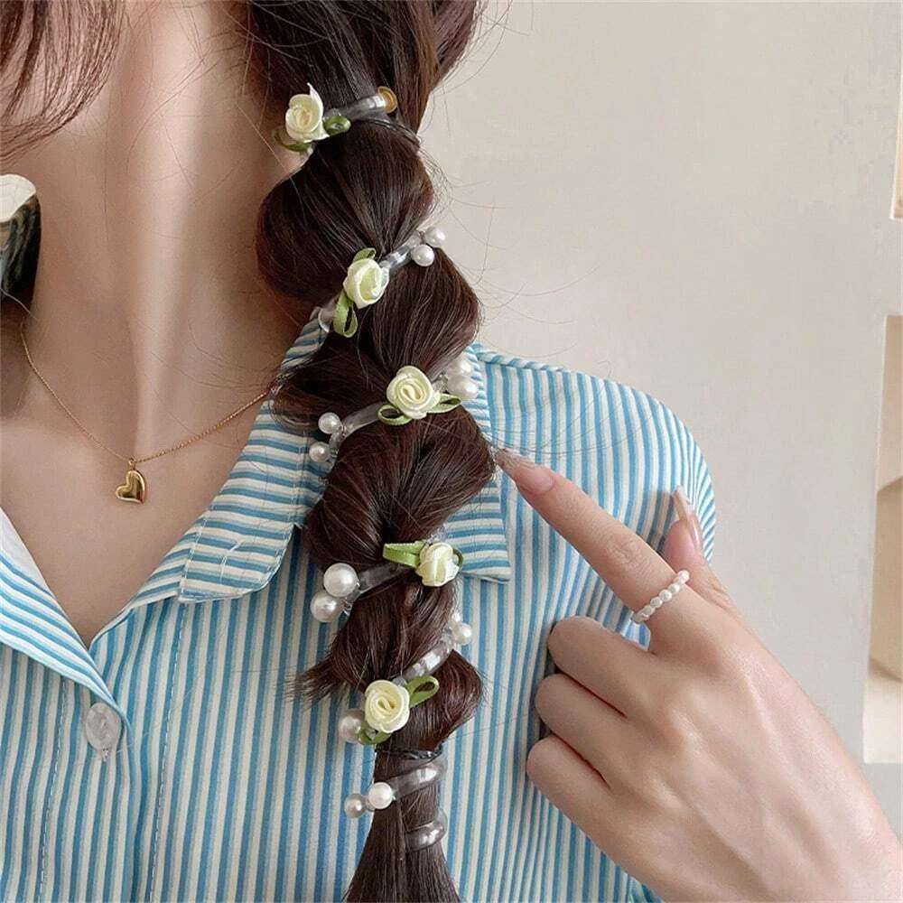 épingle à cheveux spirale en perle rose