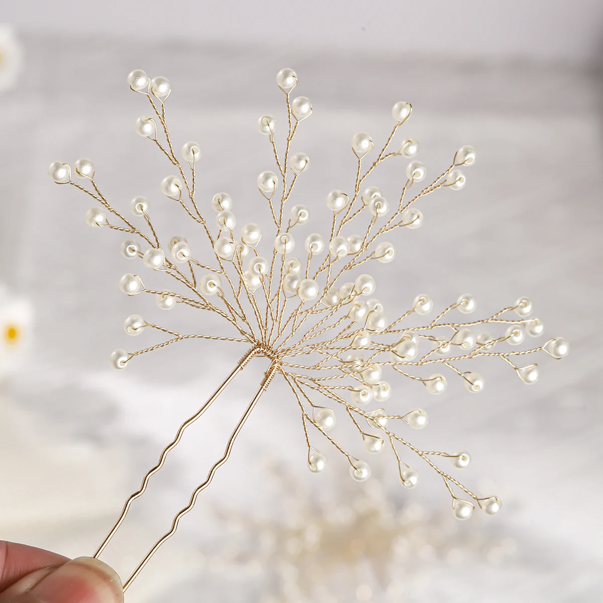 Chignon fleurs fil d'or