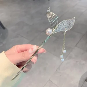 Épingle à cheveux queue-de-poisson avec pampille