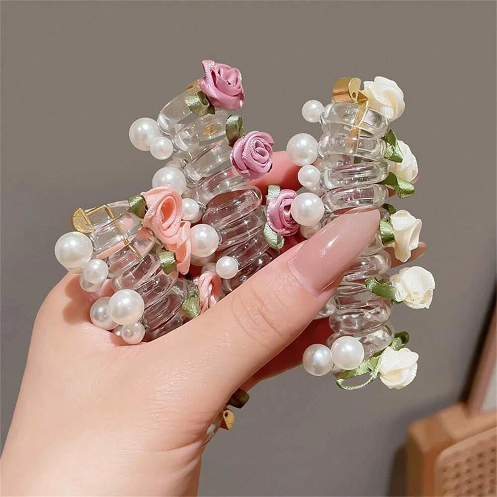 accessoire capillaire en perle rose