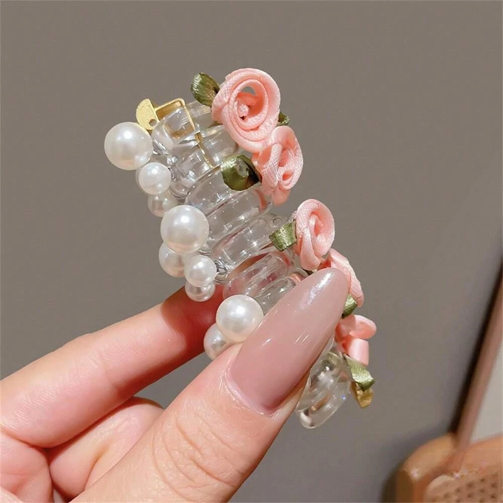 clip cheveux perle rose